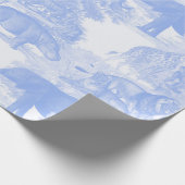 Blue Toile Jungle Animals Safari Chinoiserie Geschenkpapier (Ecke)