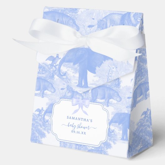 Blue Toile Jungle Animals Safari Chinoiserie Geschenkschachtel (Vorderseite)