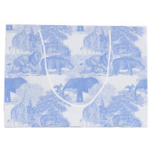 Blue Toile Jungle Animals Safari Chinoiserie Große Geschenktüte (Rückseite)