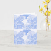 Blue Toile Jungle Animals Safari Chinoiserie Karte (Gelbe Blume)