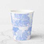 Blue Toile Jungle Animals Safari Chinoiserie Pappbecher (Rechts)