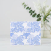 Blue Toile Jungle Animals Safari Chinoiserie Postkarte (Stehend Vorderseite)