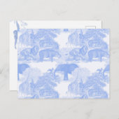 Blue Toile Jungle Animals Safari Chinoiserie Postkarte (Vorne/Hinten)