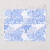 Blue Toile Jungle Animals Safari Chinoiserie Postkarte (Vorderseite)