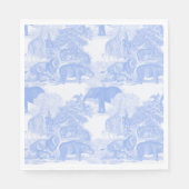 Blue Toile Jungle Animals Safari Chinoiserie Serviette (Vorderseite)