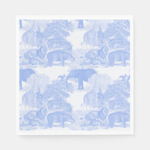 Blue Toile Jungle Animals Safari Chinoiserie Serviette