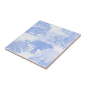 Blue Toile Jungle Animals Safari Nahtloses Muster Fliese (Seite)