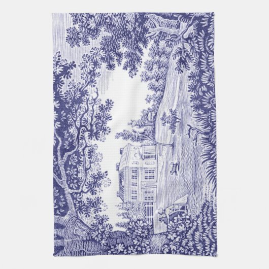 Blue Toile Kitchen Handtuch - französisches Landde (Vertikal)