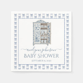 Blue Toile Layette Baby Dusche Serviette