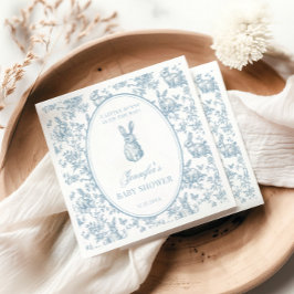 Blue Toile Little Bunny Easter Baby Boy Shower Serviette