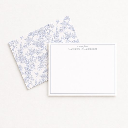 Blue Toile Minimalistisch Border Note Card Einladung