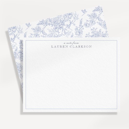 Blue Toile Minimalistisch Border Note Card Einladung