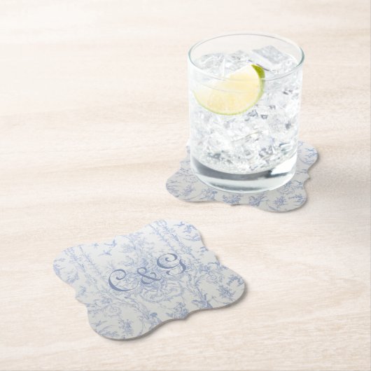 Blue Toile Mit Monogramm Untersetzer (Vor Ort)