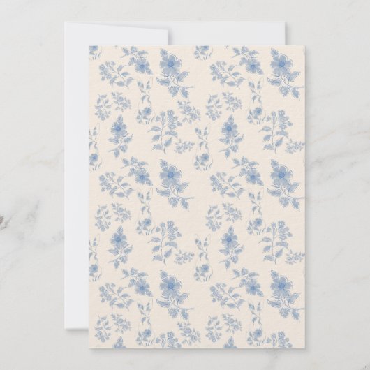 Blue Toile Oaster Einladung (Rückseite)