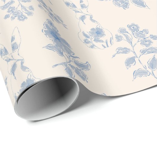 Blue Toile Oaster Geschenkpapier (Rolleneckpunkt)