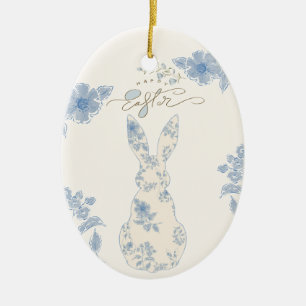 Blue Toile Oaster Keramik Ornament