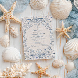 Blue toile Ocean Bridal Shower Invitation Einladung