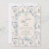 Blue toile Ocean Bridal Shower Invitation Einladung (Vorderseite)