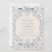 Blue toile Ocean Bridal Shower Invitation Einladung (Vorderseite)
