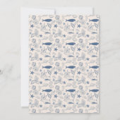 Blue toile Ocean Bridal Shower Invitation Einladung (Rückseite)