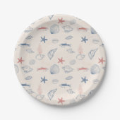 Blue toile Ocean Paper Plate Pappteller (Vorderseite)