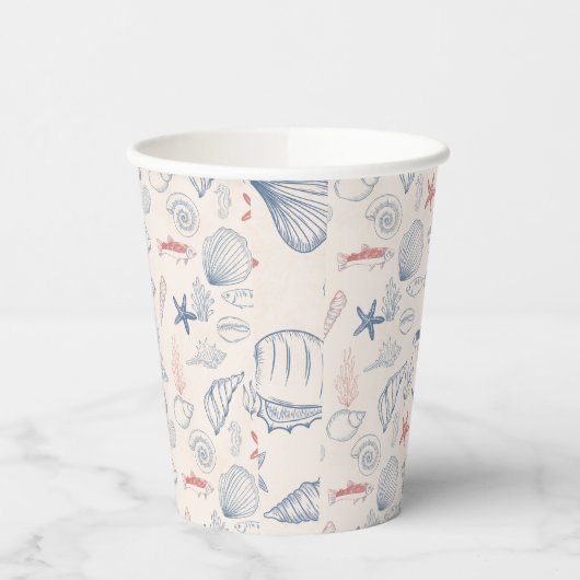 Blue toile Ocean Pappbecher (Links)