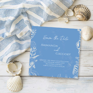 Blue Toile Ocean Thema Hochzeit Speichern Sie das  Save The Date