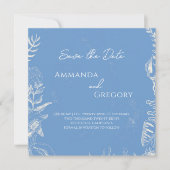 Blue Toile Ocean Thema Hochzeit Speichern Sie das Save The Date (Vorderseite)