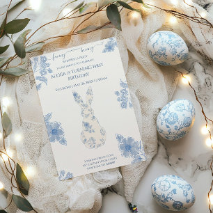 Blue Toile Oster 1. Geburtstag Einladung