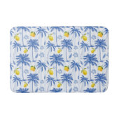 Blue Toile Palm Trees Lemons  Badematte (Vorderseite)