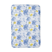 Blue Toile Palm Trees Lemons  Badematte (Vorderseite Vertikal)