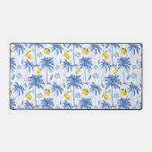 Blue Toile Palm Trees Lemons Pattern Schreibtischunterlage (Vorderseite)