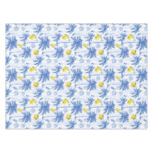 Blue Toile Palm Trees Lemons Pattern Tischdecke (Vorderseite (Horizontal))