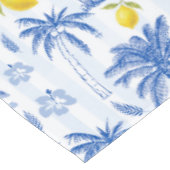 Blue Toile Palm Trees Lemons Pattern Tischdecke (Schrägansicht)