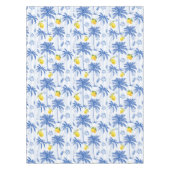 Blue Toile Palm Trees Lemons Pattern Tischdecke (Vorderseite)