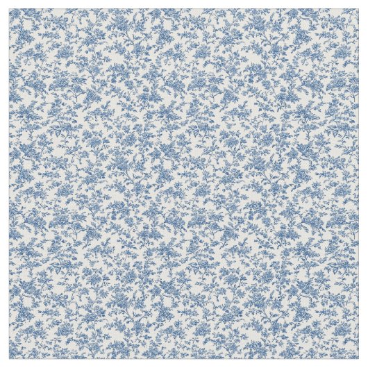 Blue Toile Petite Floral Pattern Stoff (Nahaufnahme)