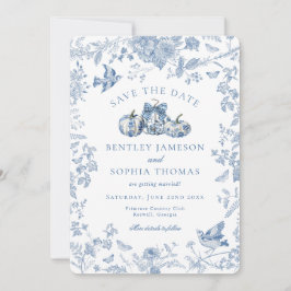 Blue Toile Pumpkin Französische Hütte Save the Dat Einladung