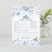 Blue Toile Pumpkin French Fal Advice for Baby Card Einladung (Stehend Vorderseite)