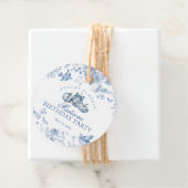 Blue Toile Pumpkin French Fall Birthday Circle Geschenkanhänger (Beispiel)