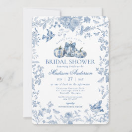 Blue Toile Pumpkin French Fall Brautparty Einladung