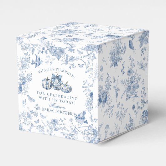 Blue Toile Pumpkin French Fall Brautparty Geschenkschachtel (Vorderseite)