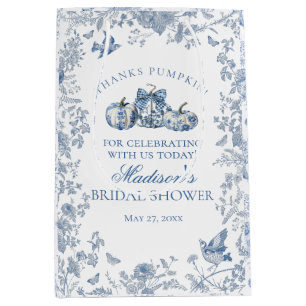Blue Toile Pumpkin French Fall Brautparty Gevor Mittlere Geschenktüte