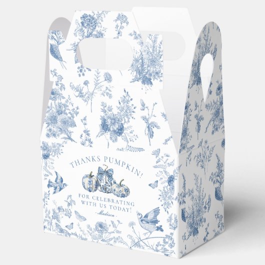 Blue Toile Pumpkin French Fall Dessert Favor Boxes Geschenkschachtel (Geöffnet)