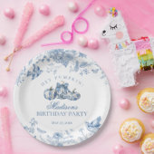 Blue Toile Pumpkin French Fall Floral Birthday Pappteller (Party)