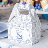 Blue Toile Rocking Pferd Babydusche bevorzugt nach Geschenkschachtel
