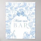 Blue Toile Safari Animal Baby Dusche Momosa Bar Poster (Vorne)
