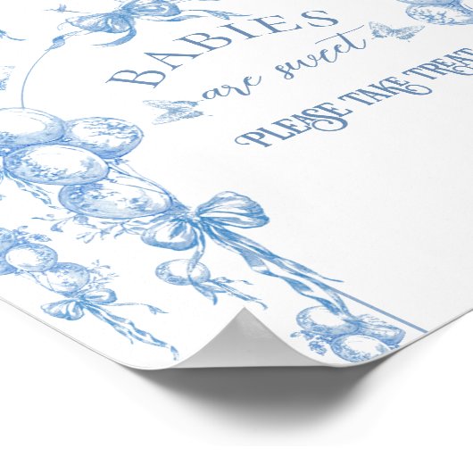 Blue Toile Safari Animal Baby Dusche Sweet Leckere Poster (Ecke)