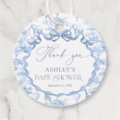 Blue Toile Safari Animal Baby Dusche Vielen Dank Geschenkanhänger (Vorderseite)