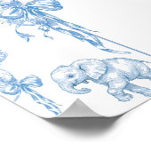 Blue Toile Safari Animal Baby Dusche Willkommen Poster (Ecke)