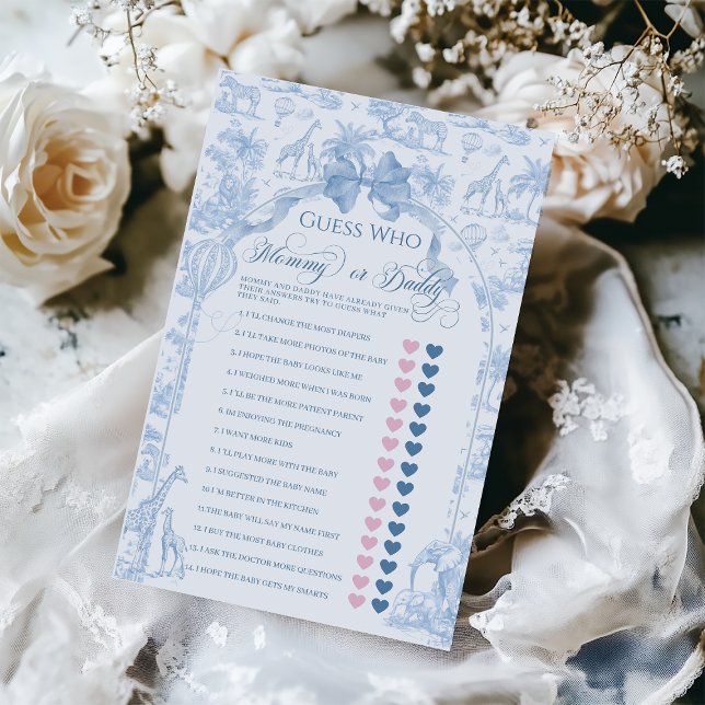 Blue Toile Safari Animal Baby Mama oder Vater Game (Von Creator hochgeladen)